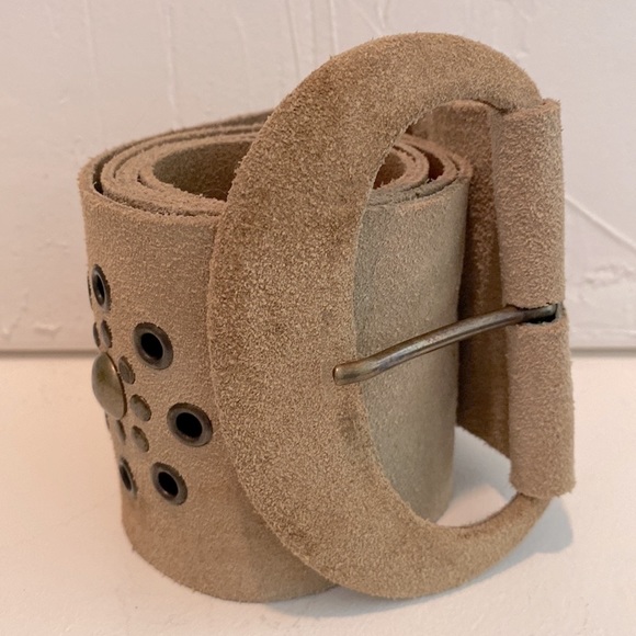 Garugliers 3” Tan Weathered Leather Belt Italy Medium - Picture 2 of 11